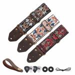 Nefelibata Retro Red Flower Guitar Strap