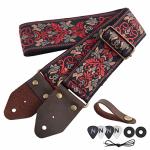 Nefelibata Retro Red Flower Guitar Strap