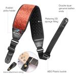 LEKATO Adjustable Glitter Guitar Strap - Red Orange
