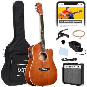 Beginner Acoustic Electric Guitar Starter Set - Natural