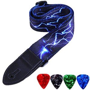 WOGOD Jacquard Hootenanny Guitar Strap with Leather Ends