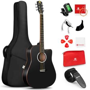 Vangoa 41" Acoustic Guitar Beginner Bundle Black