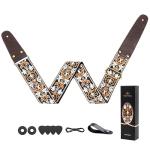 WELAIYOOUQ Jacquard Guitar Strap with Leather Ends