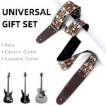 WELAIYOOUQ Jacquard Guitar Strap with Leather Ends