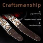 WELAIYOOUQ Jacquard Guitar Strap with Leather Ends