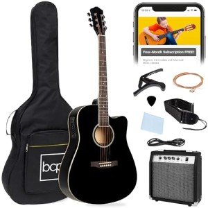 41" Acoustic Electric Guitar Starter Set - Black