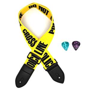 Adjustable Yellow Police Line Guitar Strap