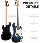 Beginner 4-String Electric Bass Guitar Set - Hollywood Blue