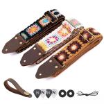Nefelibata Crazy Horse Leather Guitar Strap - Sunflower