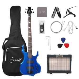 Fojill Full Size Electric Bass Guitar Bundle