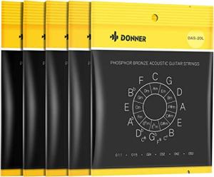 Donner Acoustic Guitar Strings 5-Pack Light 11-50