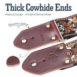 BoonSpark Adjustable Leather Guitar Strap with Embroidery