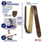 Perri's Italian Leather Adjustable Guitar Strap - Chestnut