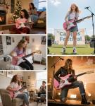 Vangoa Pink Electric Guitar Starter Kit with Amp