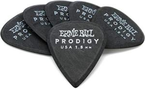 Ernie Ball Prodigy Guitar Picks, Standard, Black 1.5mm, 6-pack (P09199)