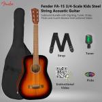 Fender FA-15 Kids Steel String Acoustic Guitar Bundle