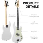 4-String Electric Bass Guitar Starter Set - White/Mint