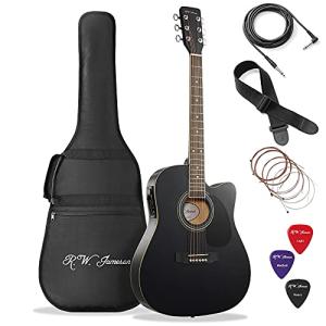 Jameson Thinline Acoustic Electric Guitar Bundle - Black