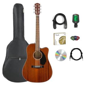 Fender CD-60SCE All Mahogany Acoustic-Electric Guitar Bundle