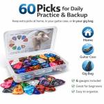 60 Guitar Picks with Organizer Box - Assorted Sizes