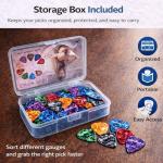 60 Guitar Picks with Organizer Box - Assorted Sizes