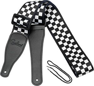Black and White Checkered Guitar Strap - Durable Nylon