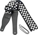 Black and White Checkered Guitar Strap - Durable Nylon