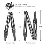 Black and White Checkered Guitar Strap - Durable Nylon