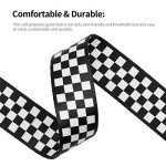 Black and White Checkered Guitar Strap - Durable Nylon