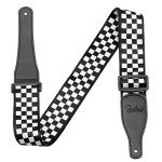 Black and White Checkered Guitar Strap - Durable Nylon