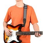 Black and White Checkered Guitar Strap - Durable Nylon