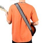 Black and White Checkered Guitar Strap - Durable Nylon