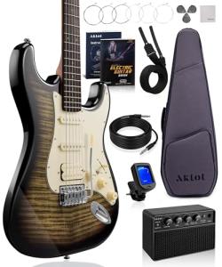 AKLOT Stryde Electric Guitar Beginner Kit - Obsidian Black