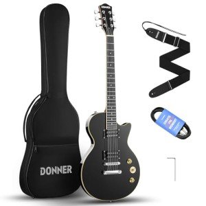 Donner LP-124B Electric Guitar Beginner Kit - Black