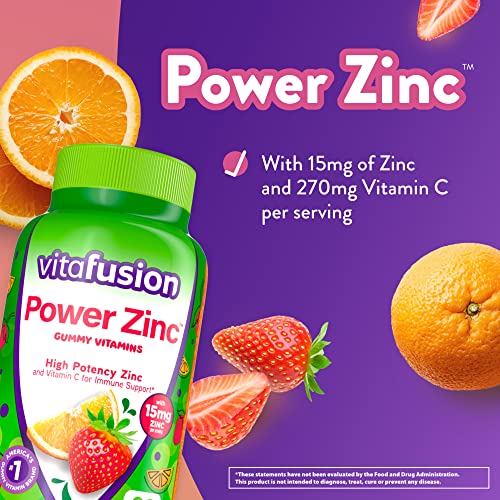Vitafusion Power Zinc Gummies - Strawberry Tangerine, 90 Count