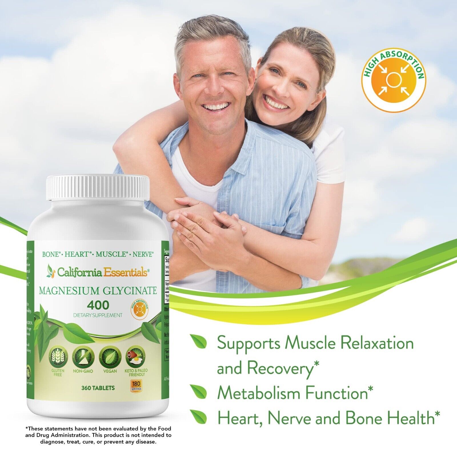 California Essentials Magnesium Glycinate 400 mg Capsules