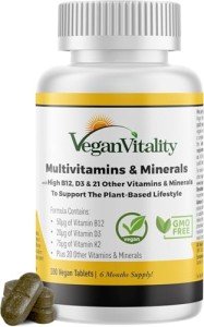High Strength Vegan Multivitamins with Vitamin B12 & D3