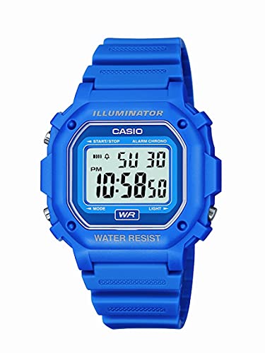 Casio F108WH Water Resistant Digital Blue Resin Strap Watch, Blue, 42.6 mm, Digital