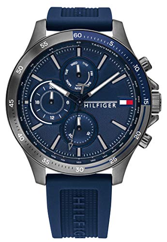 Tommy Hilfiger Analogue Multifunction Quartz Watch for Men with Navy Blue Silicone Bracelet - 1791721