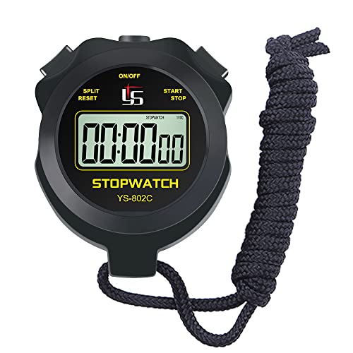 FCXJTU Simple Digital Sports Stopwatch, No Bells, No Clock, No Alarm, Simple Basic Operation, Silent, ON/Off, Pure Stopwatch for Swimming Running Training Kids Coaches Referees Teachers Black