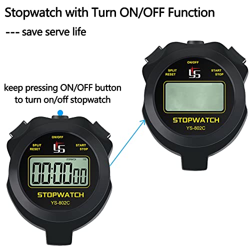 FCXJTU Simple Digital Sports Stopwatch, No Bells, No Clock, No Alarm, Simple Basic Operation, Silent, ON/Off, Pure Stopwatch for Swimming Running Training Kids Coaches Referees Teachers Black