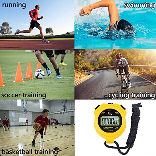 FCXJTU Simple Digital Sports Stopwatch, No Bells, No Clock, No Alarm, Simple Basic Operation, Silent, ON/Off, Pure Stopwatch for Swimming Running Training Kids Coaches Referees Teachers Black