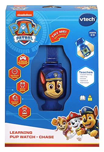 VTech PAW Patrol: Learning Watch Chase, Interactive and Educational Learning Clock Toy, Suitable for Boys and Girls 3, 4, 5, 6 Years, Blue, English Version