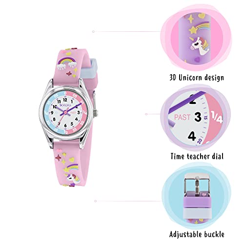 Tikkers Girls Analogue Classic Quartz Watch with silicone strap TK0145