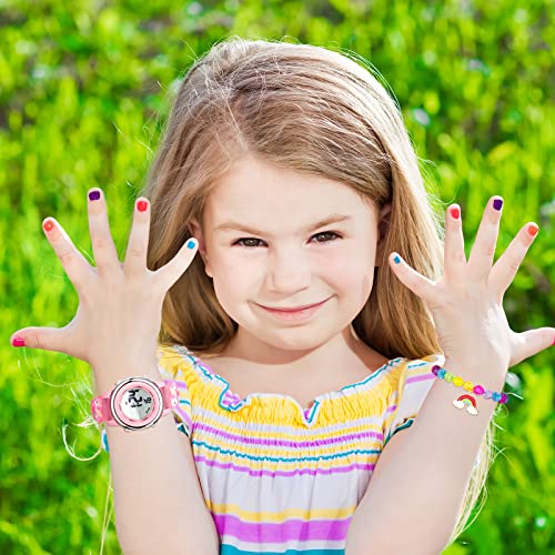 3 Pieces Kids Unicorn Watch and Unicorn Bracelet Waterproof Toddler Digital Watch Light Watch with Alarm Stopwatch Unicorn Back to School Gift Birthday Gift for 3-10 Year Girls (Lovely Style)