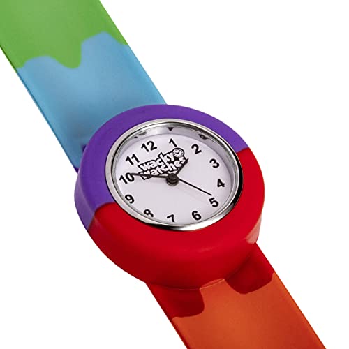 Multicolour Wacky Watch Slap On Strap Fast Fit Kids Childrens Silicone Soft Feel Band Unisex Instant Fit Any Size for Boys and Girls Learn to Tell The Time
