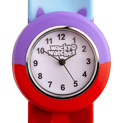 Multicolour Wacky Watch Slap On Strap Fast Fit Kids Childrens Silicone Soft Feel Band Unisex Instant Fit Any Size for Boys and Girls Learn to Tell The Time