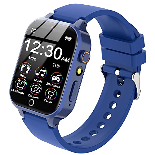 LITEYPP Kids Smart Watch Boys Girls, Smart Watch for Kids Toddler Watches with 13 Alarm Modes Habit Reminder Pedometer Flashlight Games Camera Video Music, Kids Gift Boys Toys for Kids, Blue