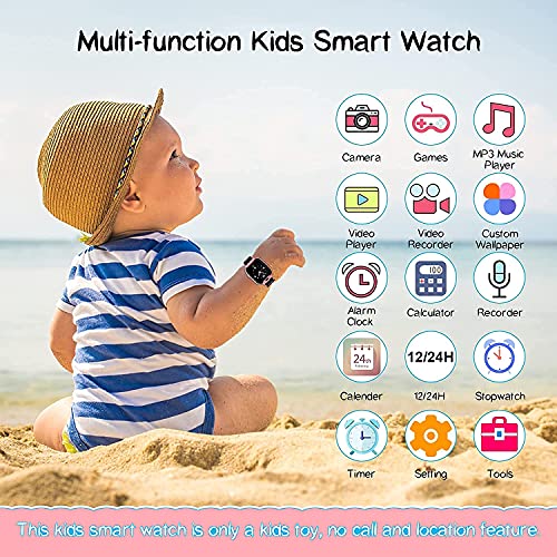 Vannico Kids Smart Watch, Smart Watch for Kids with HD Camera 16 Games Video, Alarm Music Smartwatch Toys for Girls & Boys 4-12Y Childrens Birthday Gifts,Pink