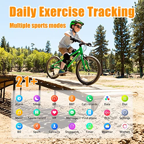 H.TANG Smart Watches for kids 1.70'' Full Touch Color Screen Fitness Tracker Teenages IP67 Waterproof Fitness Smartwatch with Heart Rate Monitor & Sleep Tracker for Android iOS Phones